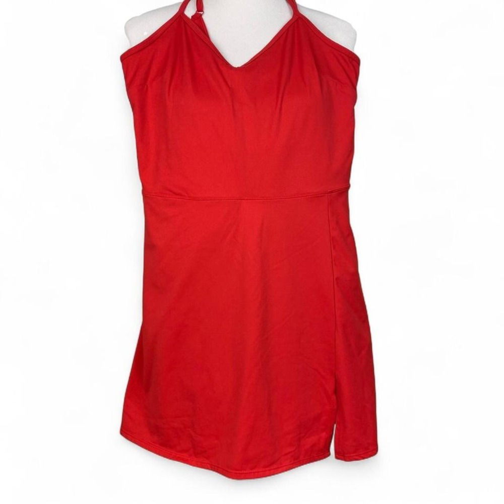 Reddish orange #activewear with‎ build in shorts
